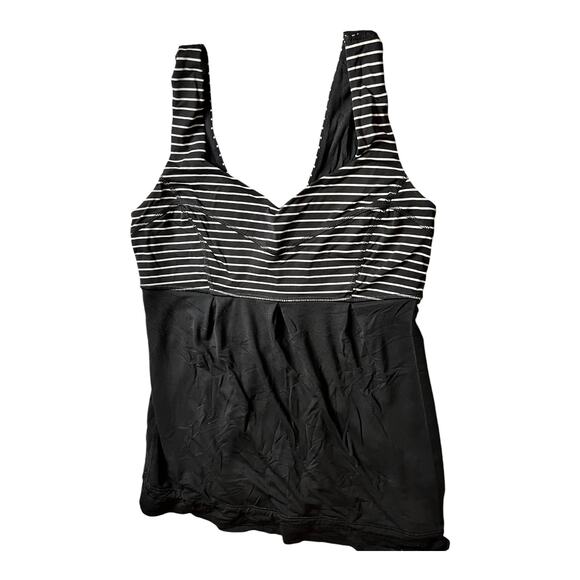 LULULEMON Tame Me Tank Top Black White Striped Breathable Fabric Active 4 EUC - Picture 3 of 7